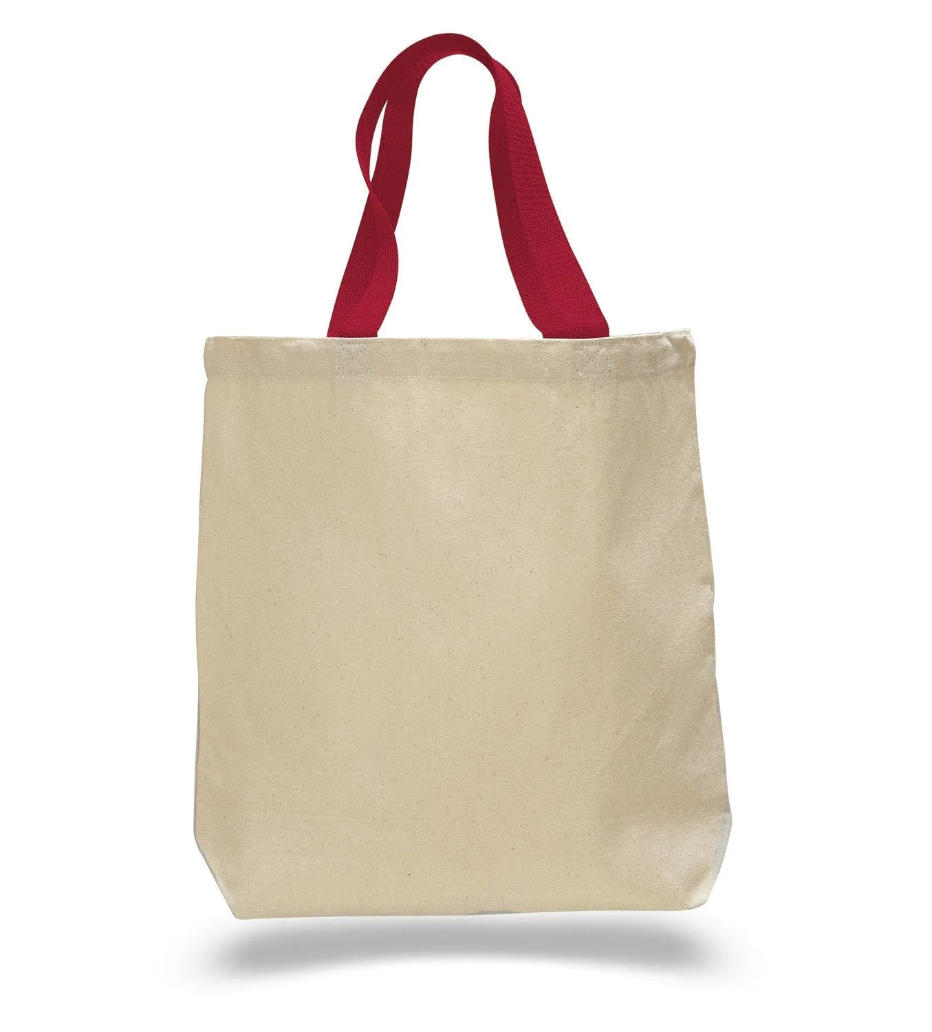 144 ct 100% Cotton Canvas Tote Bags with Color Handles - By Case