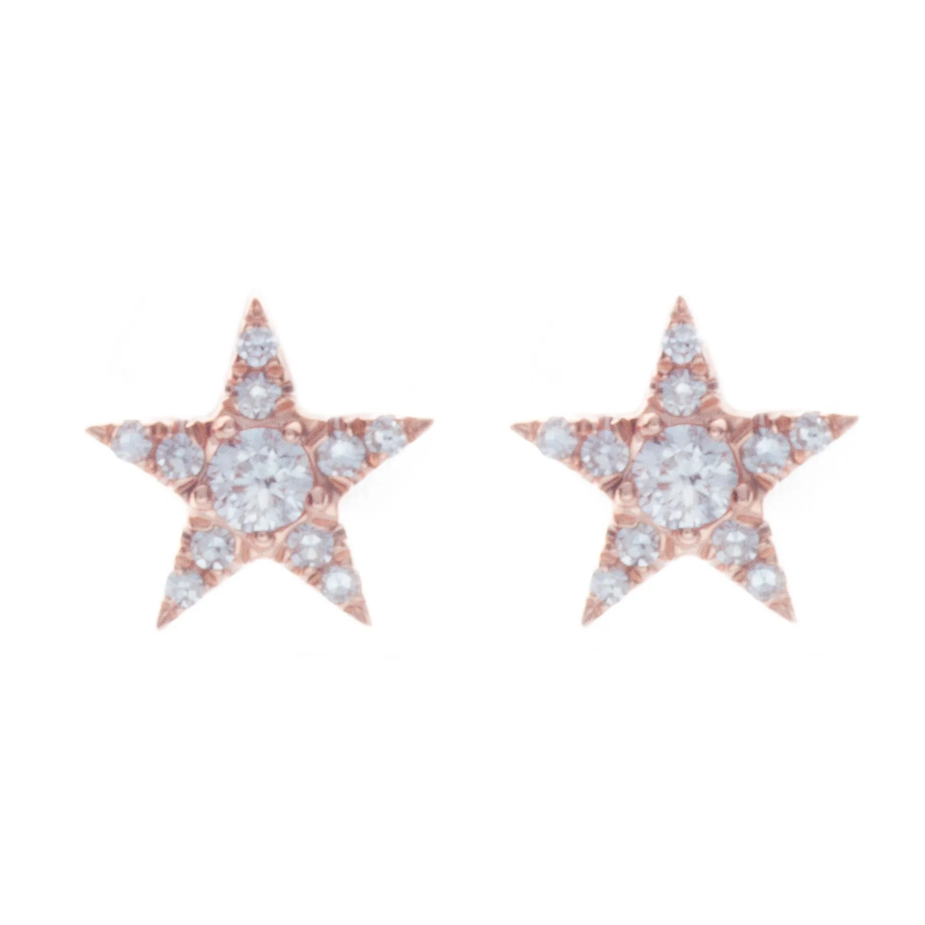 14k Rose Gold Star Studs