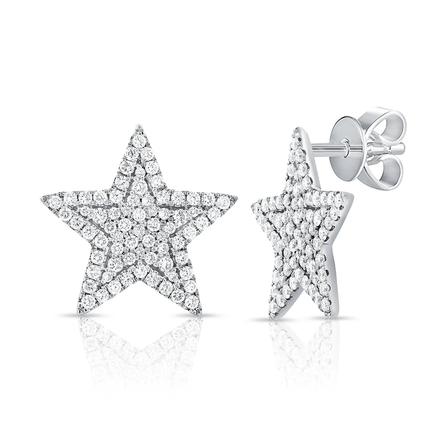 14k Yellow Gold Large Diamond Star Earrings