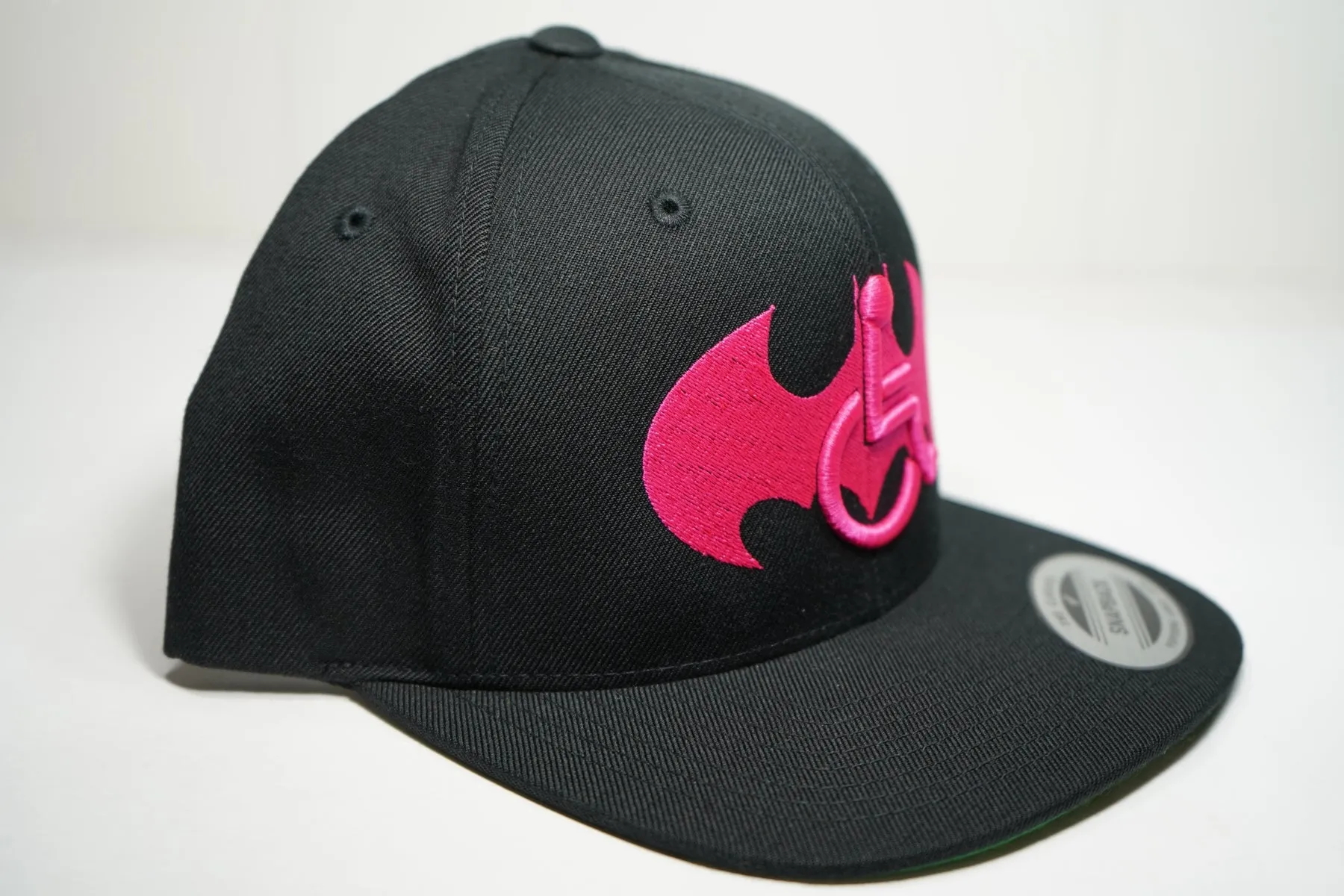 3D Neon Hot Pink Adaptive B-Man Snapback Cap - Black