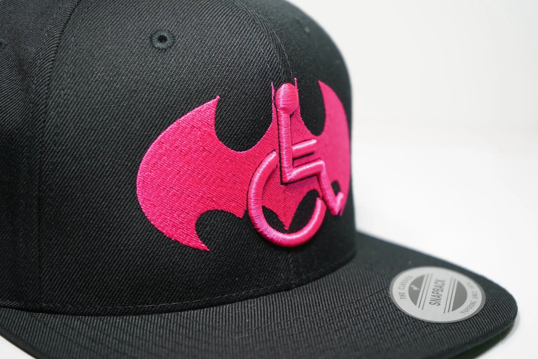 3D Neon Hot Pink Adaptive B-Man Snapback Cap - Black