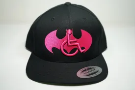 3D Neon Hot Pink Adaptive B-Man Snapback Cap - Black