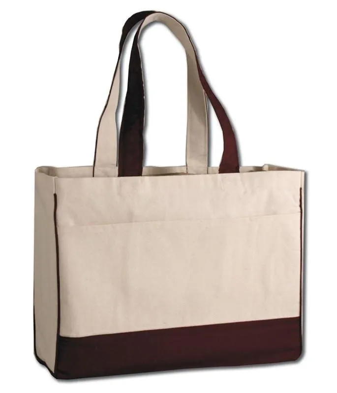 48 ct Cotton Canvas Tote Bag with Inside Zipper Pocket - By Case