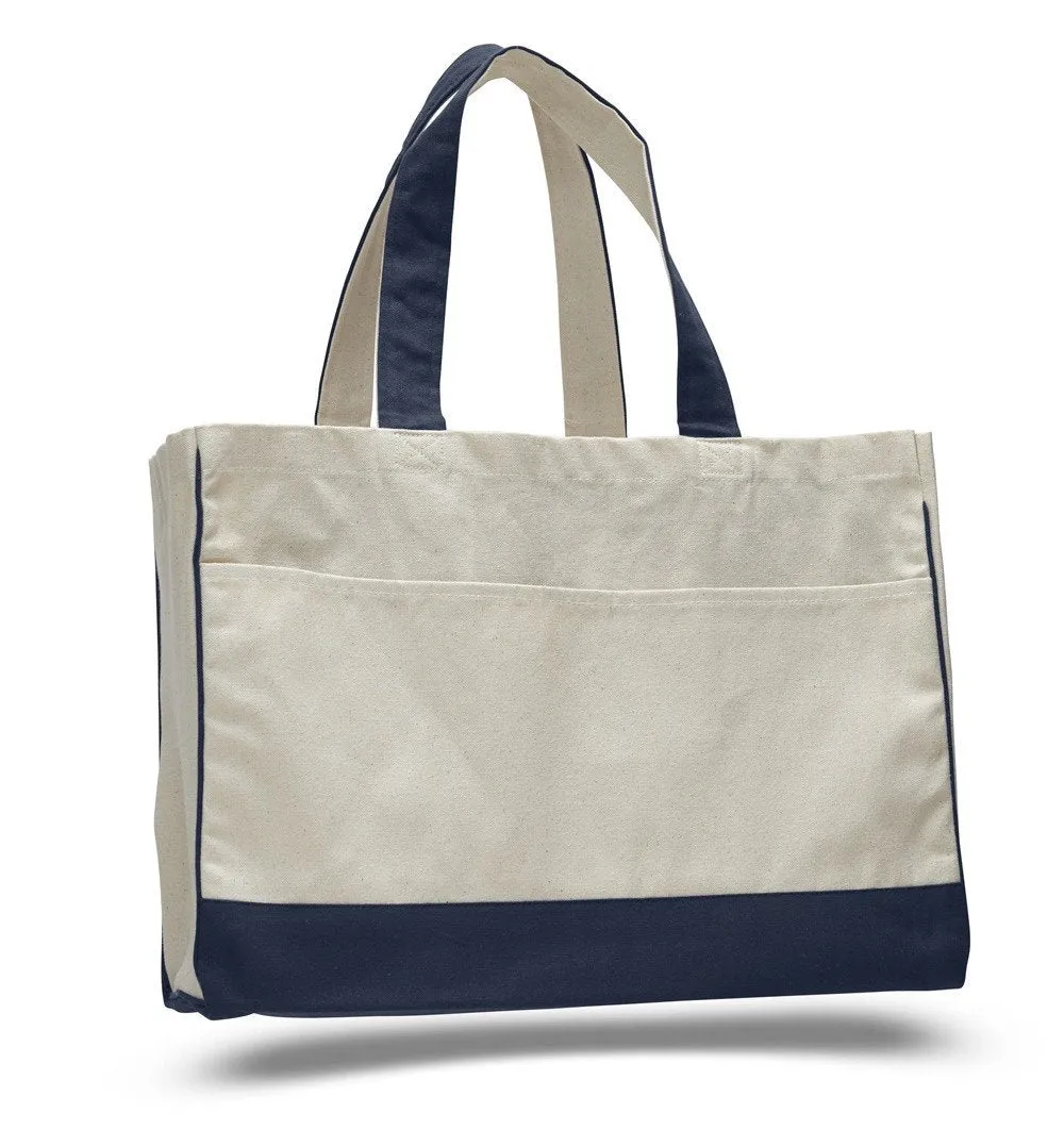 48 ct Cotton Canvas Tote Bag with Inside Zipper Pocket - By Case