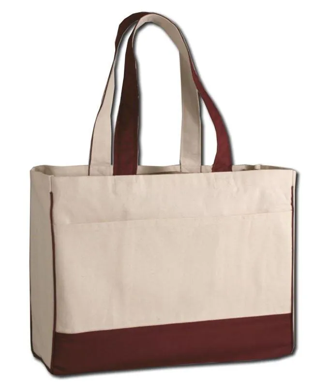 48 ct Cotton Canvas Tote Bag with Inside Zipper Pocket - By Case