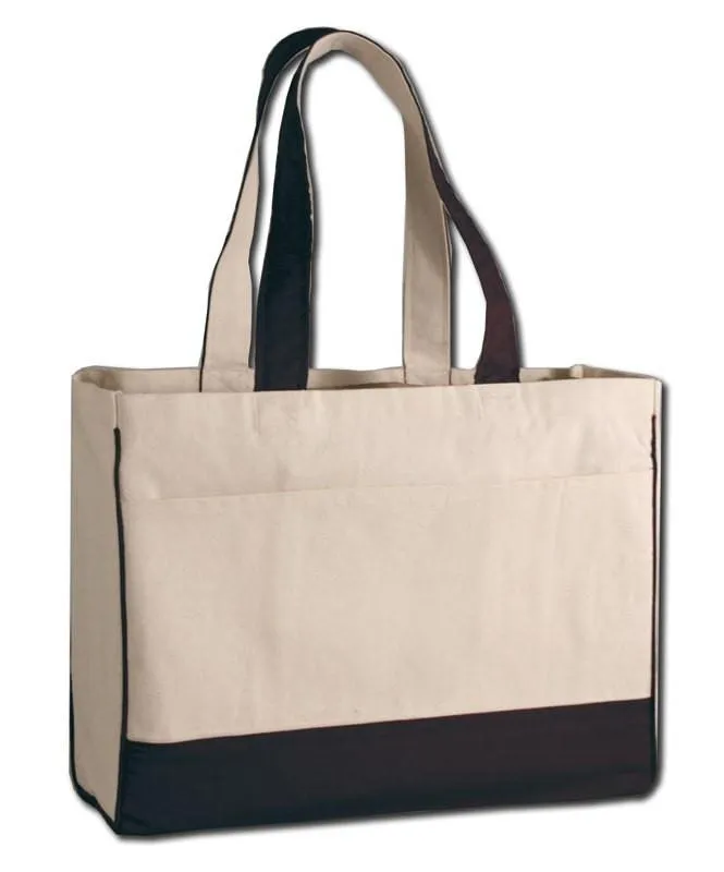 48 ct Cotton Canvas Tote Bag with Inside Zipper Pocket - By Case