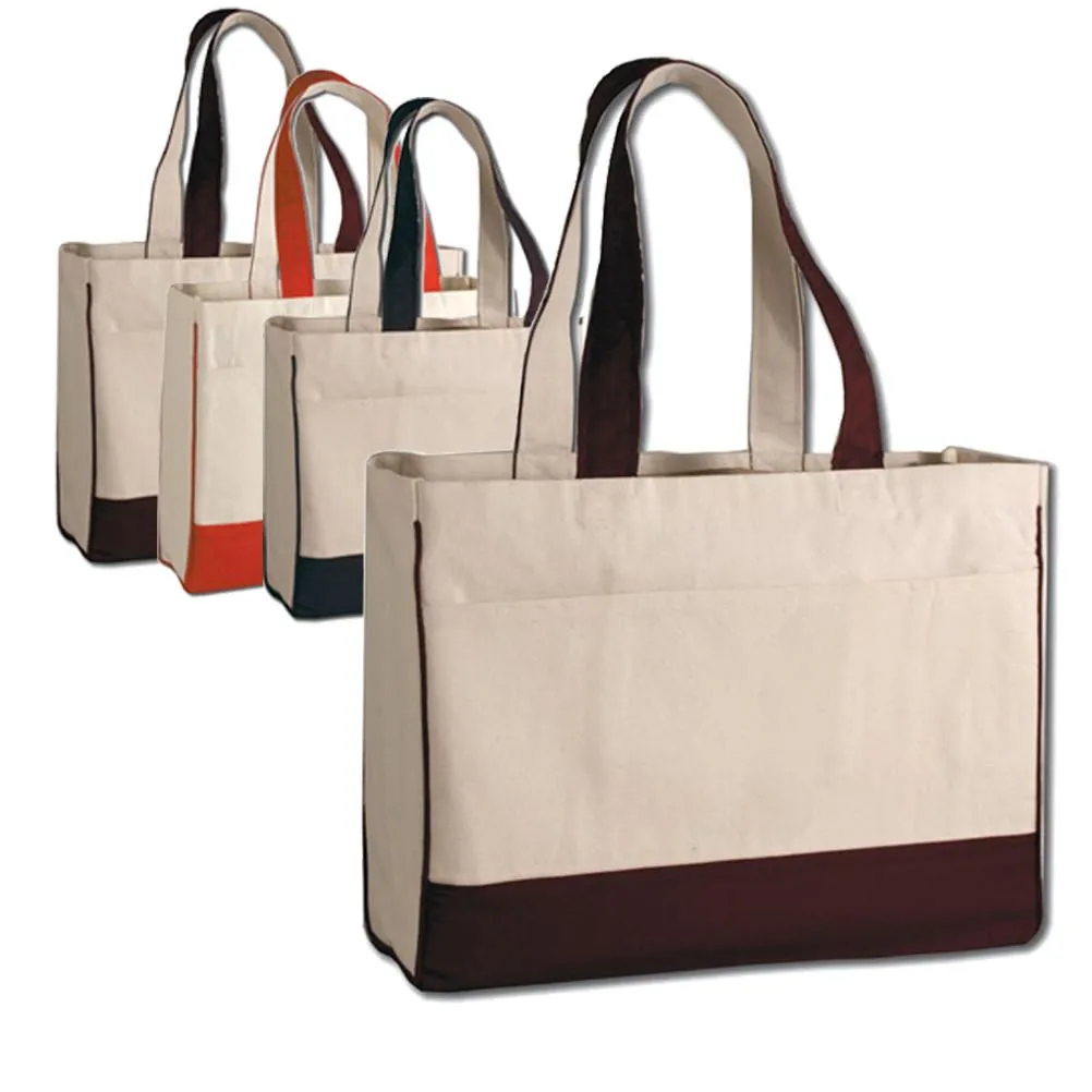 48 ct Cotton Canvas Tote Bag with Inside Zipper Pocket - By Case