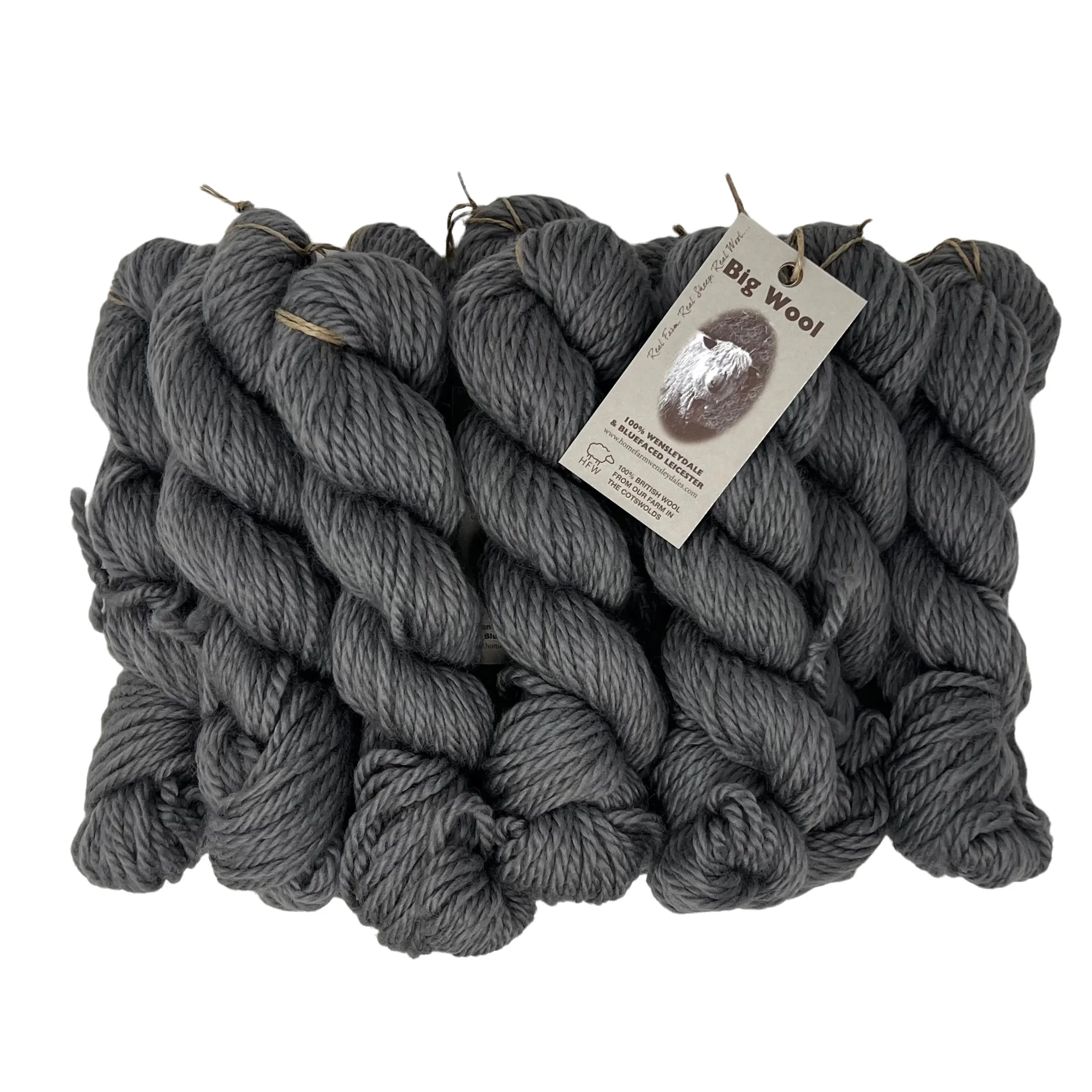 500g (1.1lbs) Bulky Wool: Rare Breed Wensleydale and Bluefaced Leicester Home Farm Grey