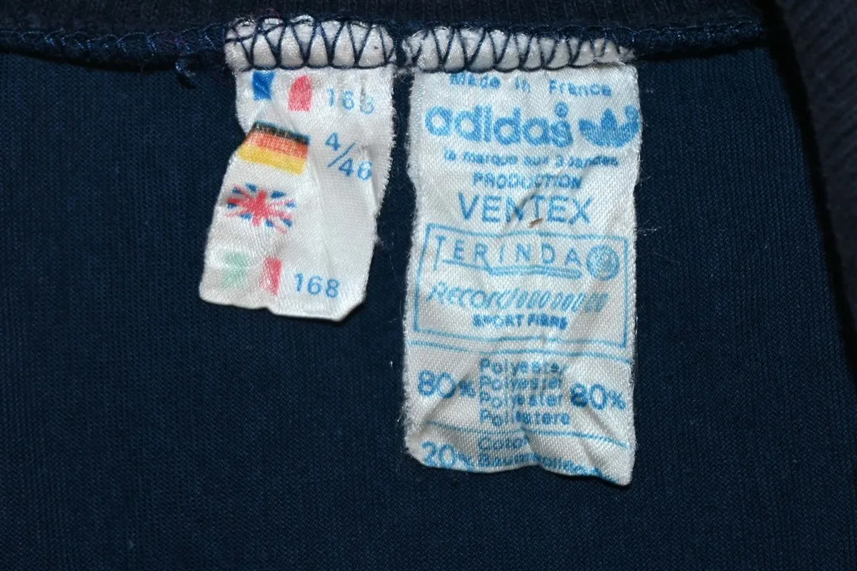 80s Adidas Three Stripe Trefoil Velour Track Jacket Large