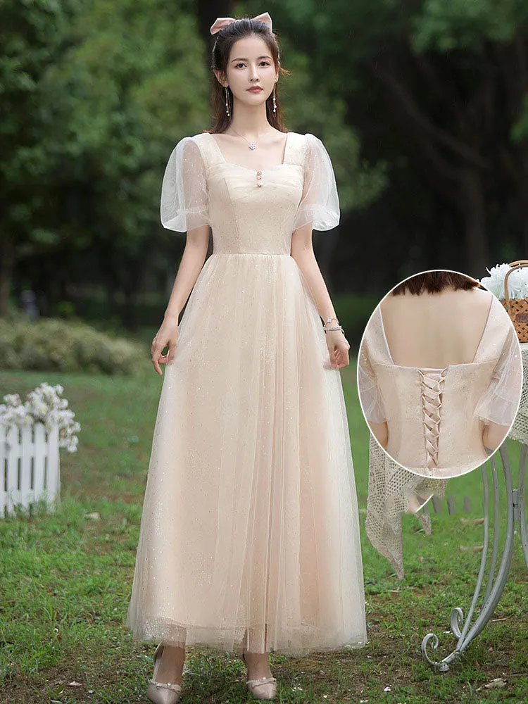 A Line Long Bridesmaid Dress Formal Evening Gown Party Dress 532