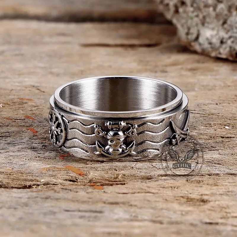 Anchor Compass Stainless Steel Spinner Ring