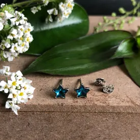 Aquamarine Star Ear Studs