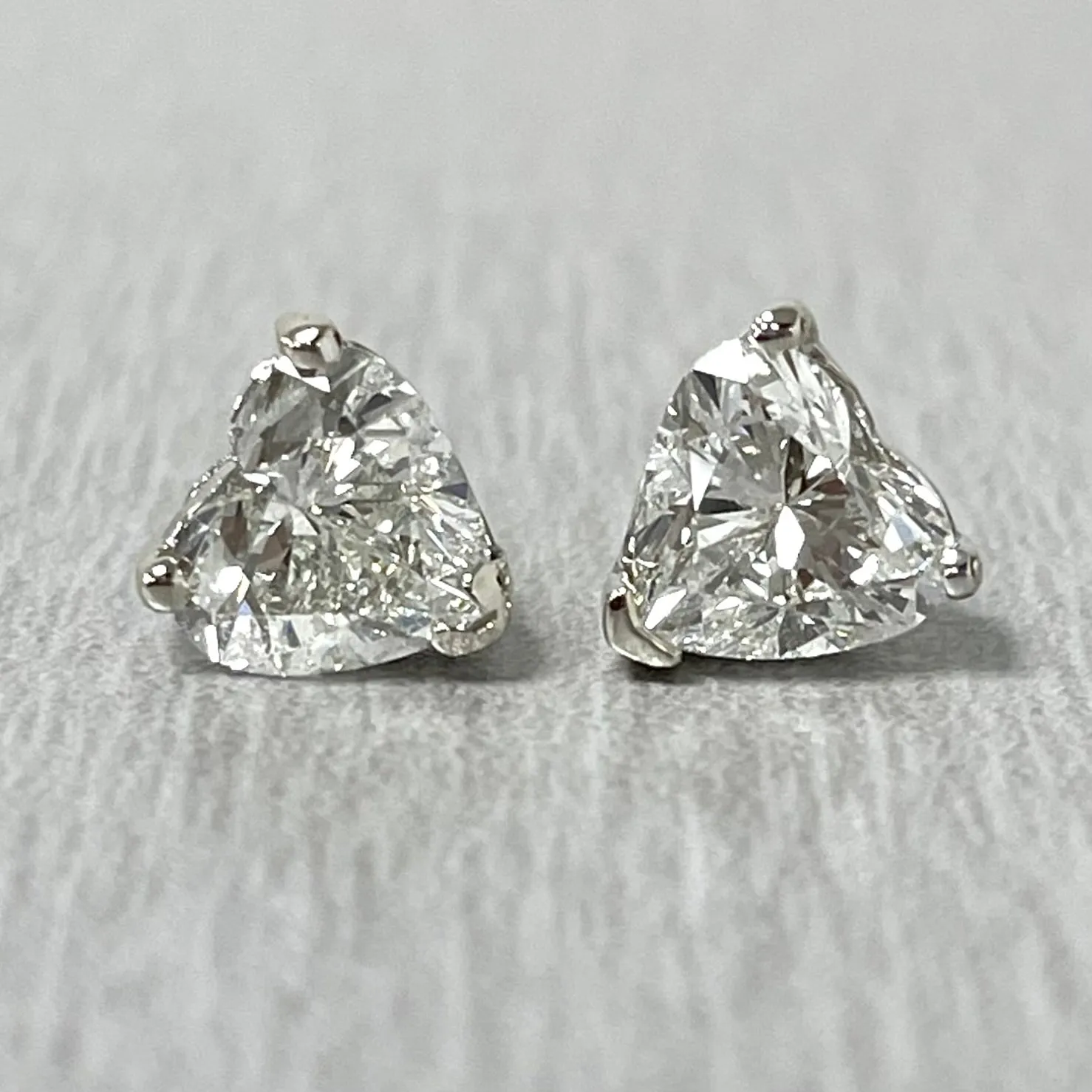 Beauvince Heart Shape Solitaire Studs (2.04 ct G SI2 GIA Diamonds) in White Gold