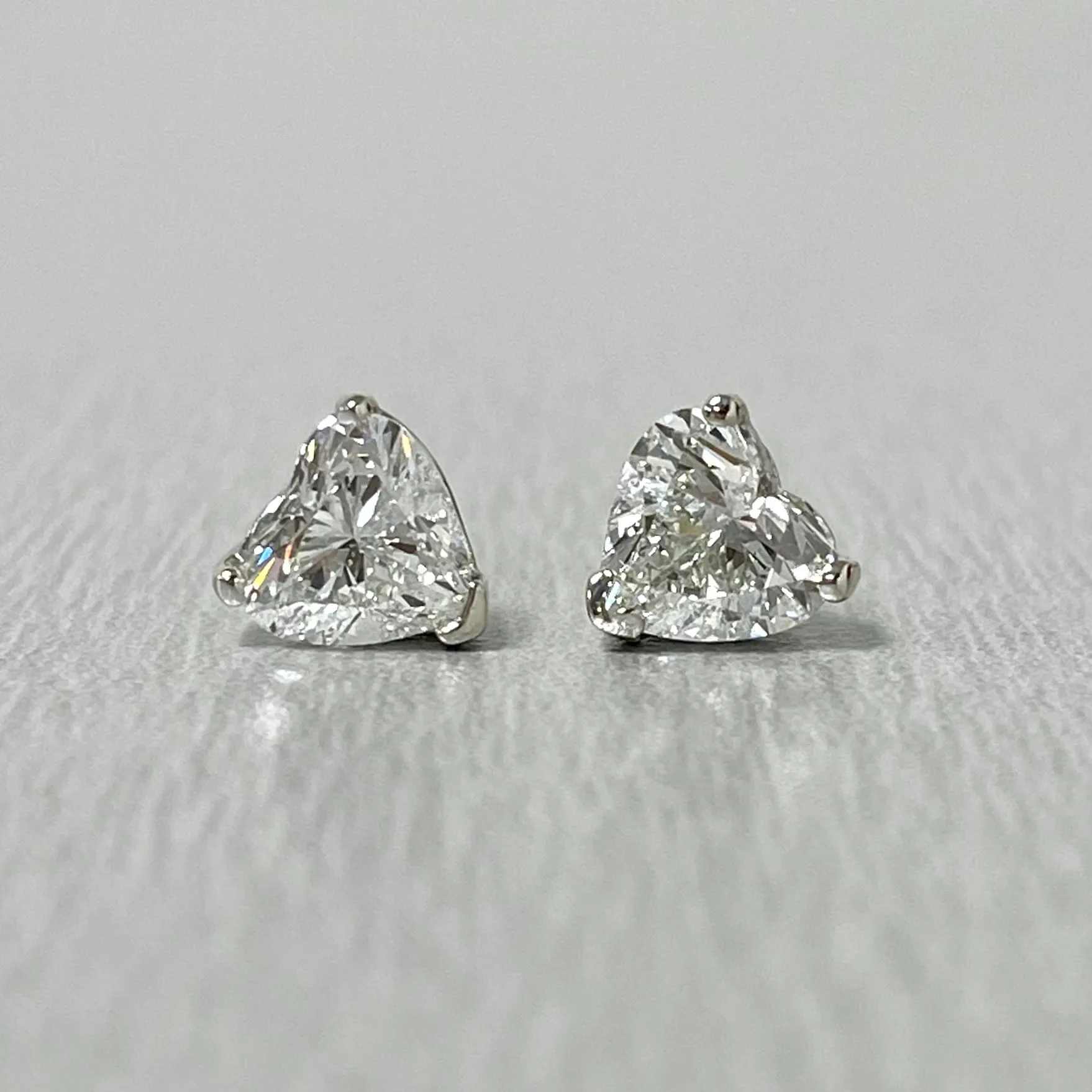 Beauvince Heart Shape Solitaire Studs (2.04 ct G SI2 GIA Diamonds) in White Gold