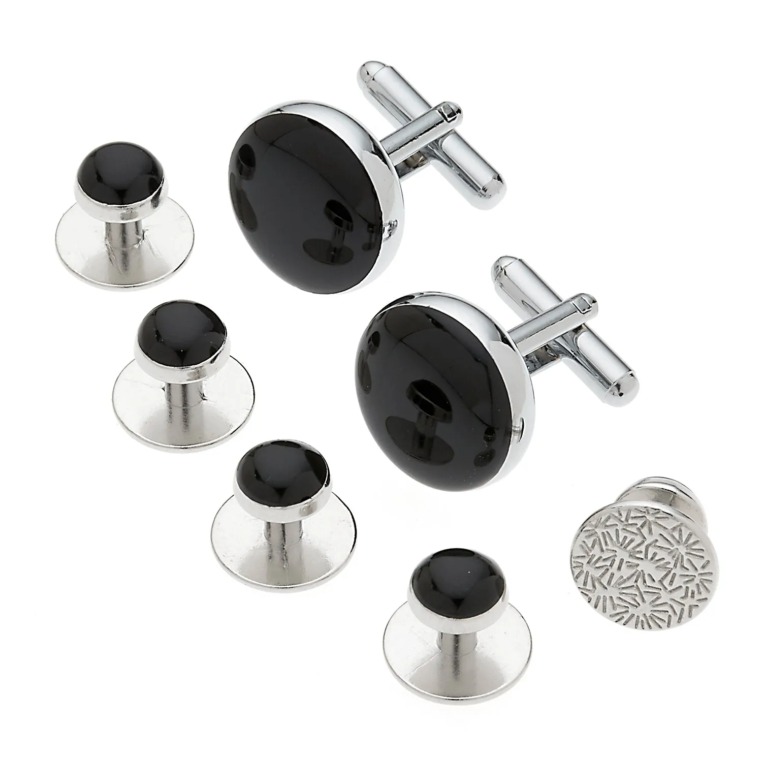 Black & Silver Cufflink & Stud Set