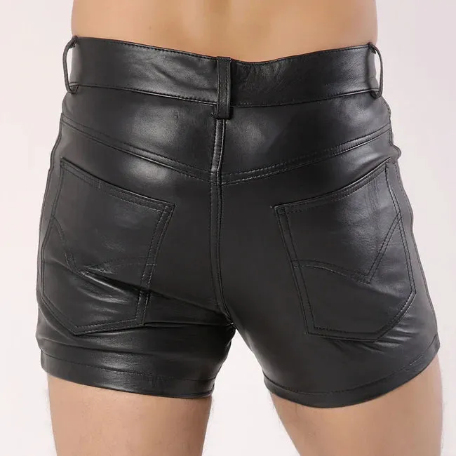 Black Leather Men's Party Shorts