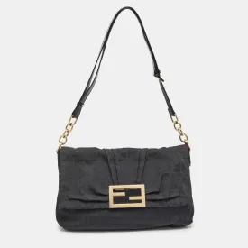 Black Zucca Canvas and Patent Leather Mia Flap Bag