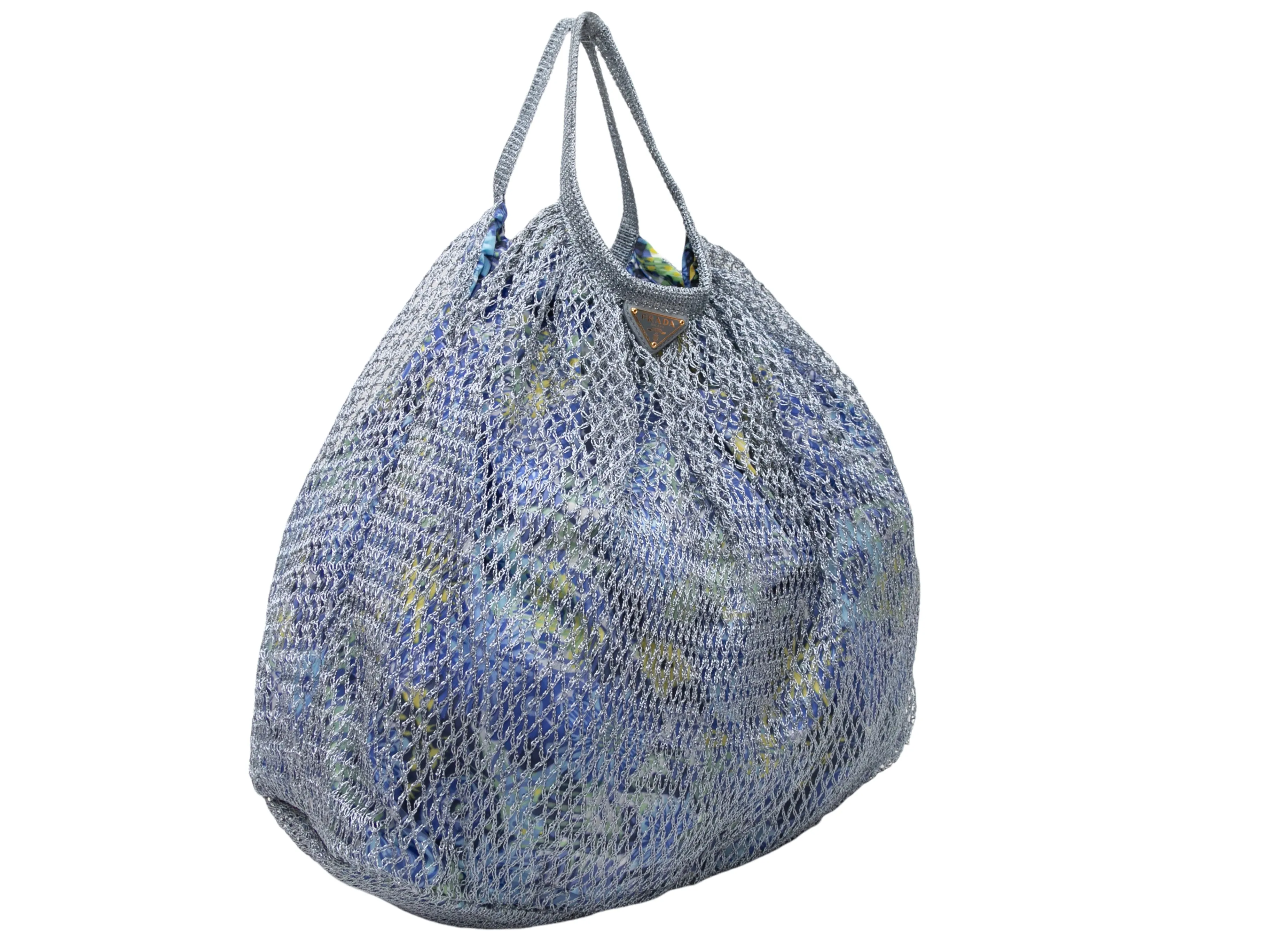 Blue & Multicolor Prada Nylon & Mesh Tote Bag