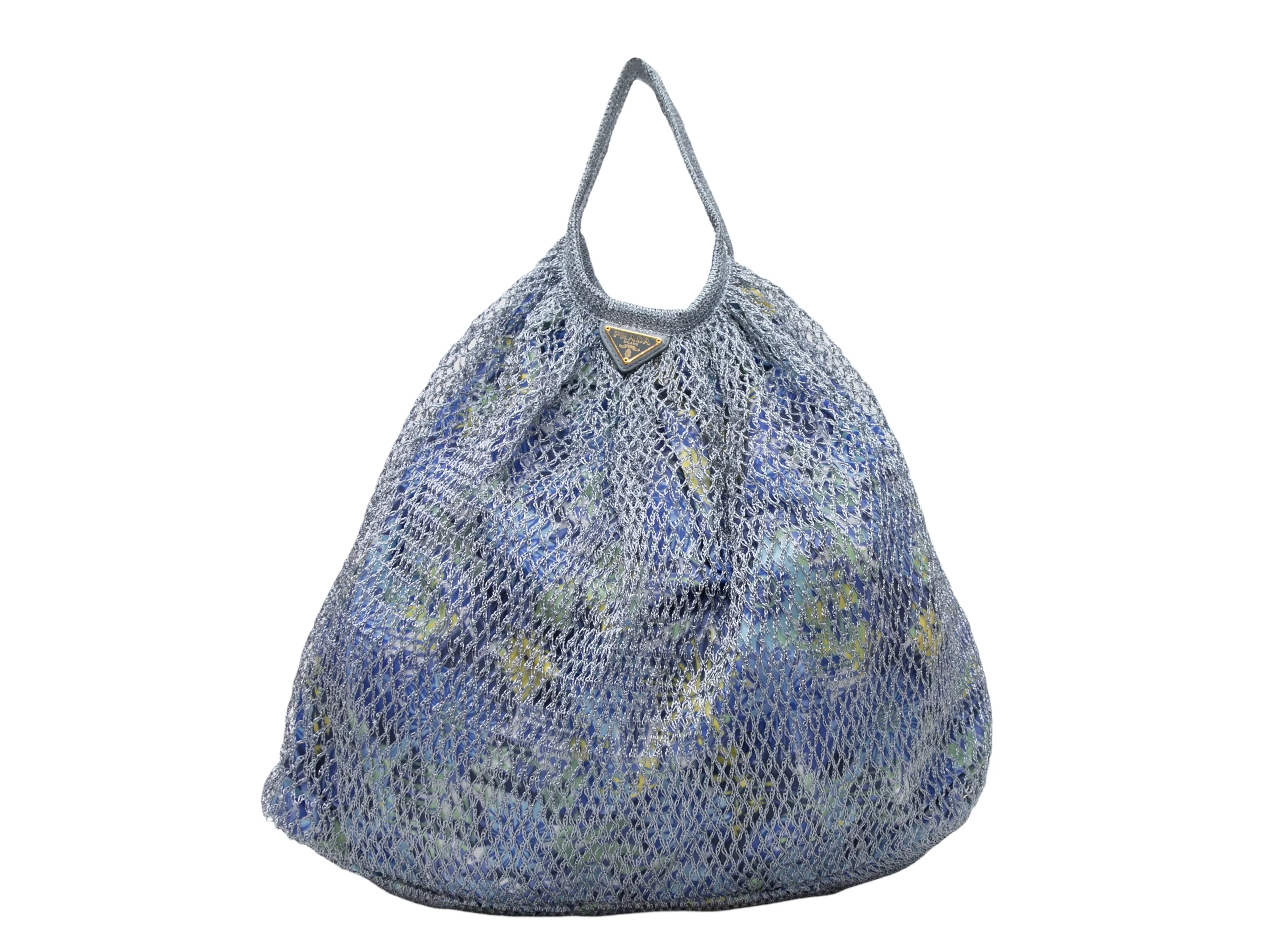 Blue & Multicolor Prada Nylon & Mesh Tote Bag