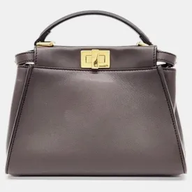 Brown Leather Peekaboo Mini Handbag