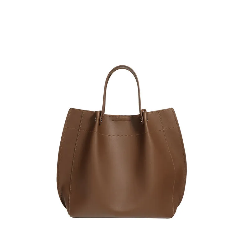 Brown Leather Tote Bag with Chain Strap