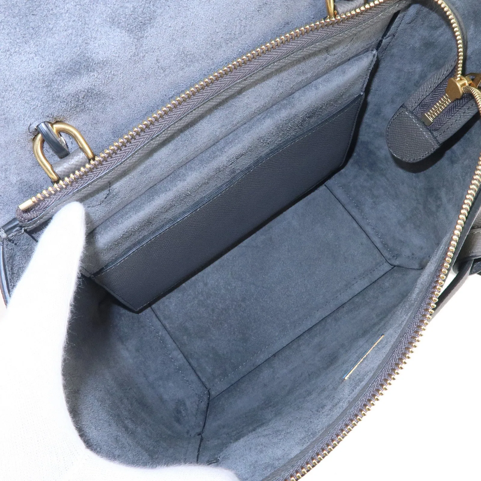 CELINE Leather Micro Belt Bag 2Way Shoulder Bag Gray 189153