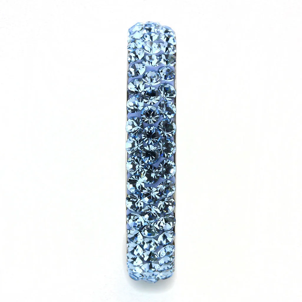 CJ3535 Wholesale Women's Stainless Steel Top Grade Crystal Sea Blue Infinite Sparkle Ring