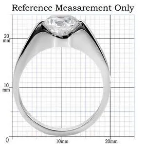 CJ7697OS Wholesale - Stainless Steel Round CZ Engagement Ring