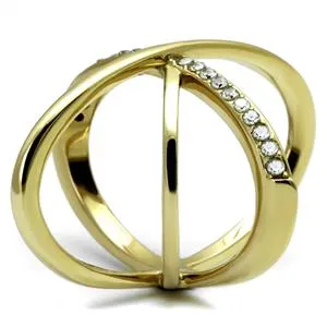 CJE3109 Wholesale Women's Stainless Steel IP Gold Clear AAA Grade CZ  Ring