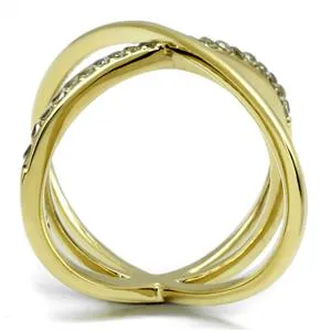 CJE3109 Wholesale Women's Stainless Steel IP Gold Clear AAA Grade CZ  Ring