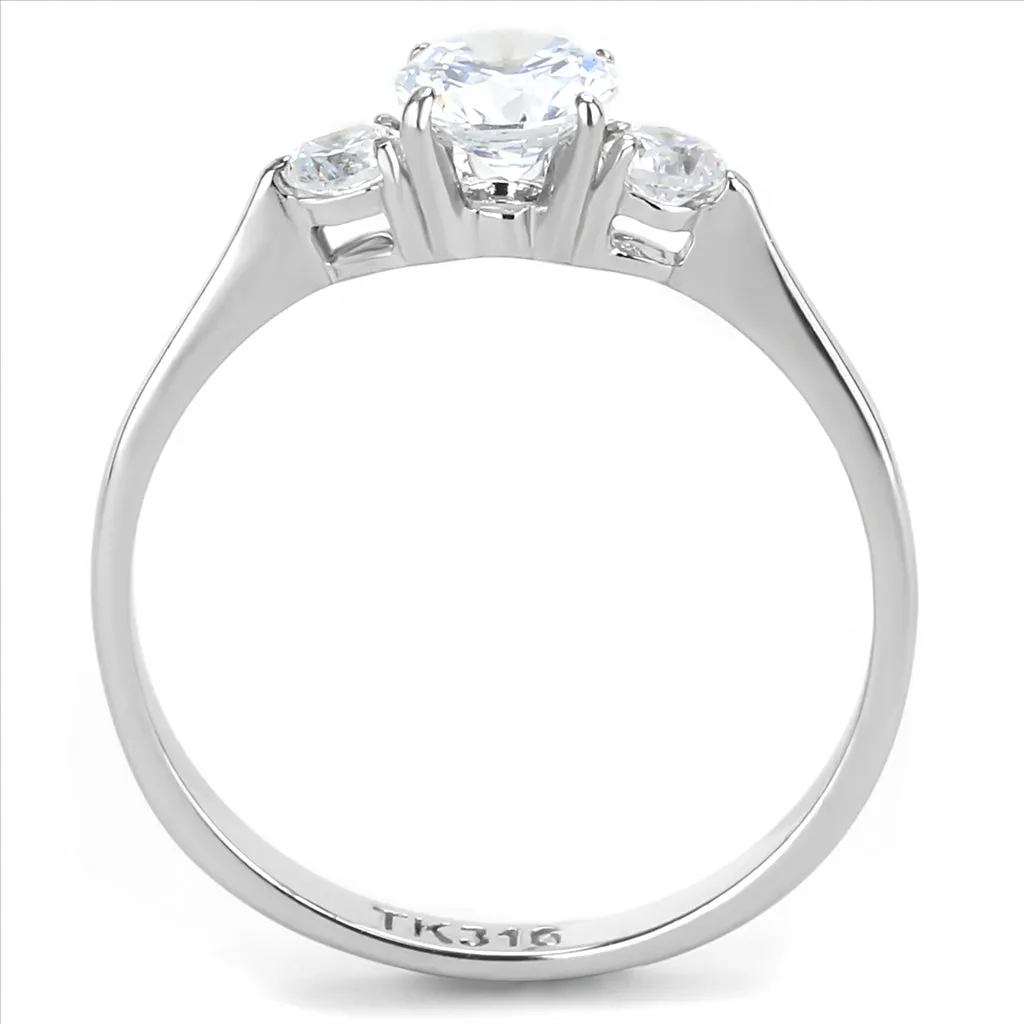 CJE3431 Wholesale Women's Stainless Steel Clear AAA Grade CZ Triton Ring