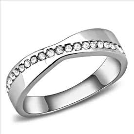 CJE3501 Wholesale Women Stainless Steel High polished Top Grade Crystal Clear Ring