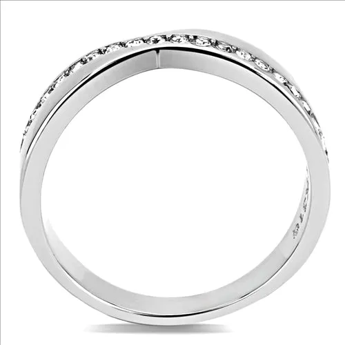 CJE3501 Wholesale Women Stainless Steel High polished Top Grade Crystal Clear Ring