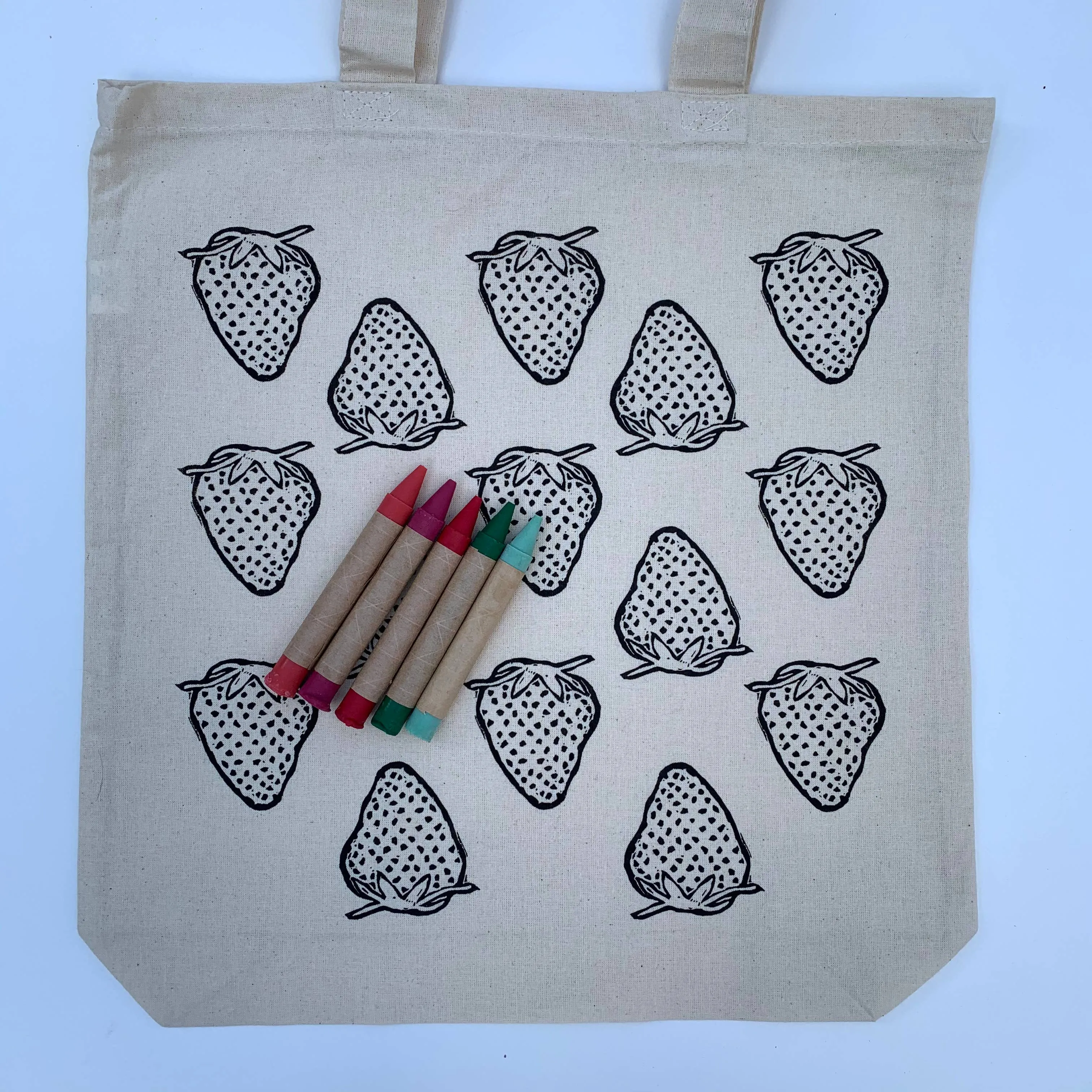 Color-Your-Own Strawberry Market Tote with Eco-Friendly Crayons