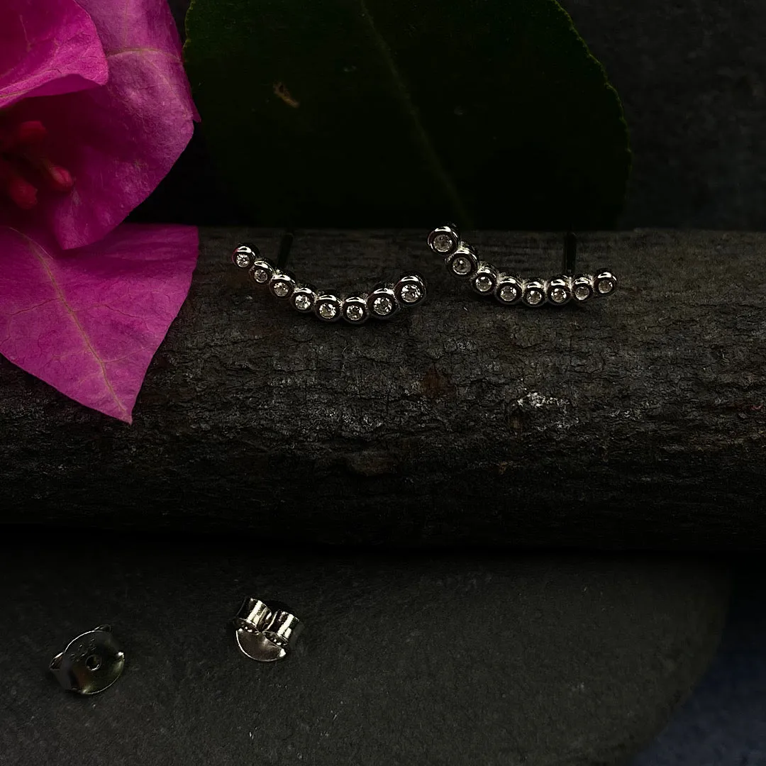 Crescent Tiny Zircon Crawler Earstuds