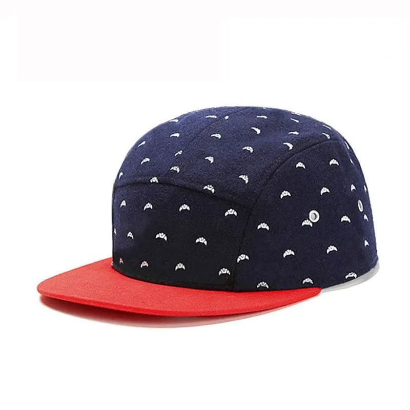 Croissants Navy Red Snapback Cap