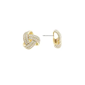 Cubic Zirconia Encrusted Knot Stud Earrings