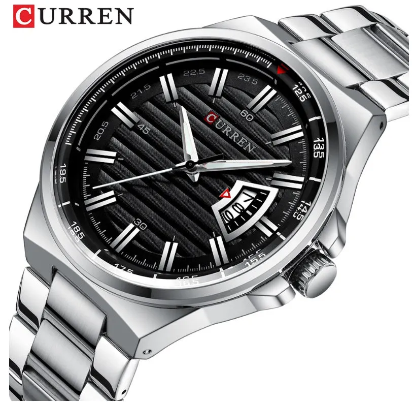 CURREN Original Brand Stainless Steel Band Wrist Watch For Men With Brand (Box & Bag)-8375