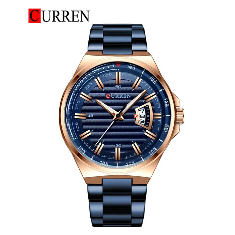 CURREN Original Brand Stainless Steel Band Wrist Watch For Men With Brand (Box & Bag)-8375