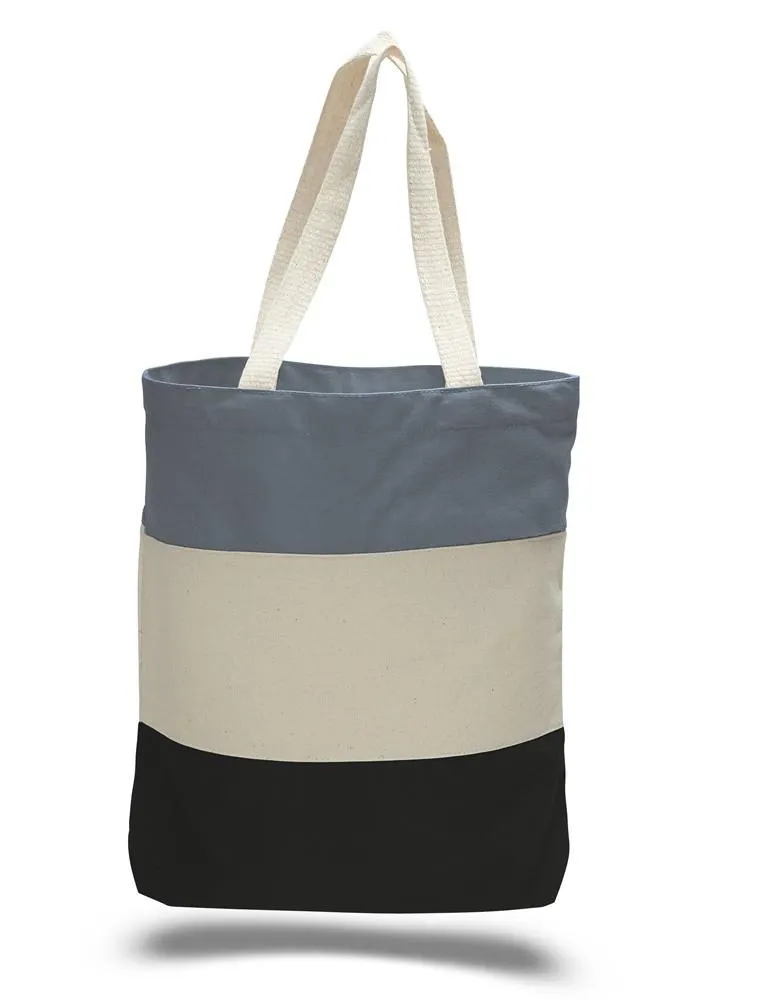 Custom Tri Color Promotional Canvas Tote Bag