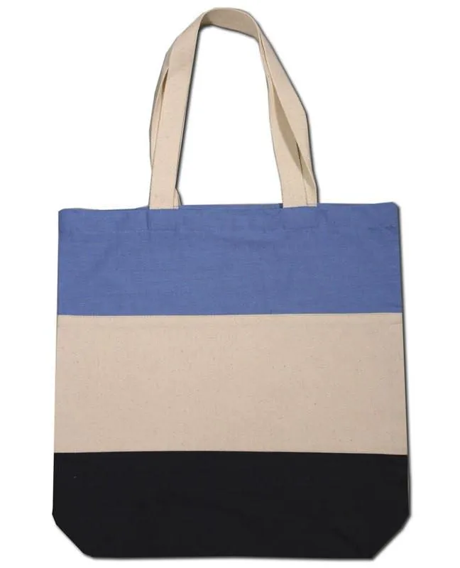 Custom Tri Color Promotional Canvas Tote Bag