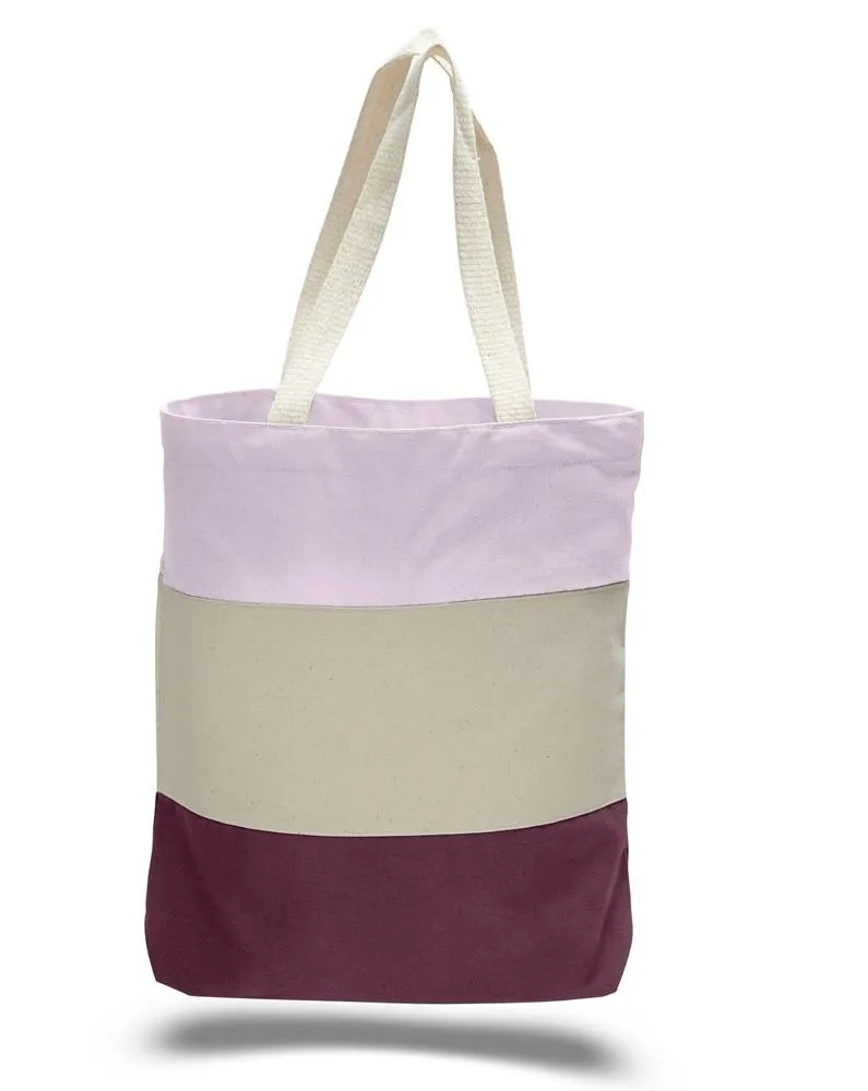 Custom Tri Color Promotional Canvas Tote Bag