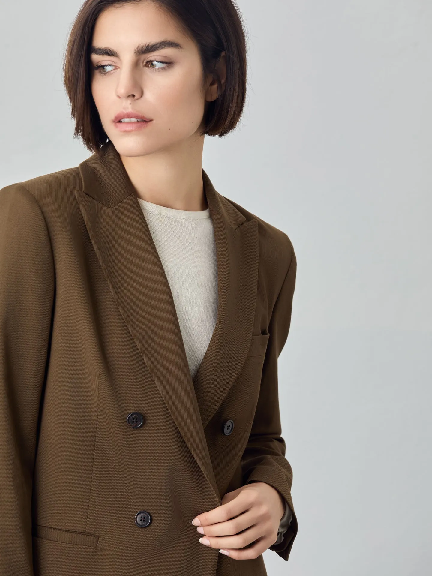 Double-Breasted Suit Blazer In Viscose Blend