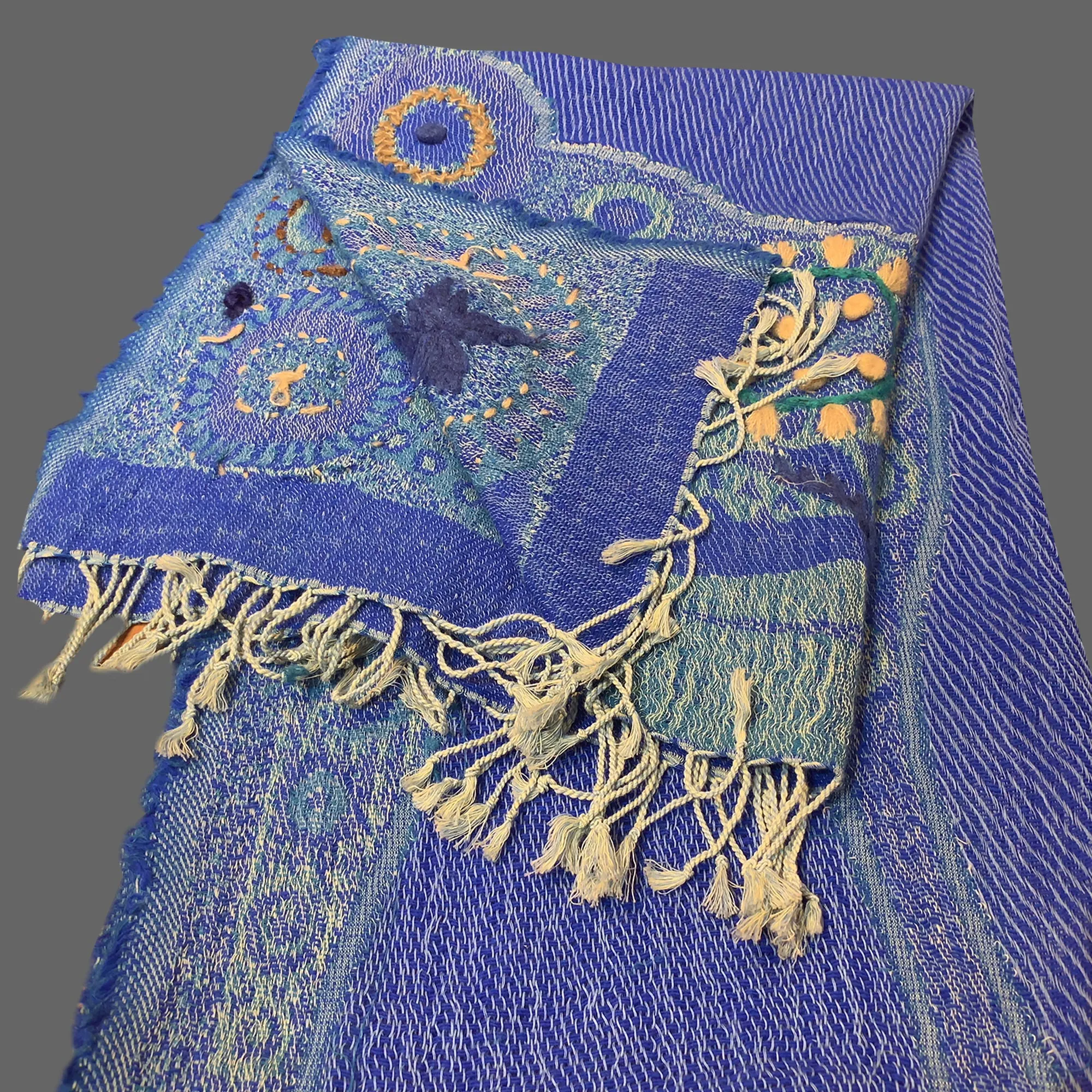 Embroidered wool shawl