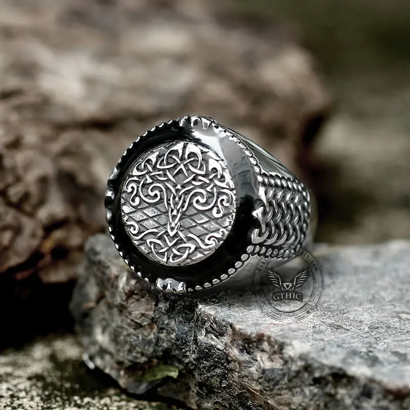 Epoxy Yggdrasil Stainless Steel Viking Ring