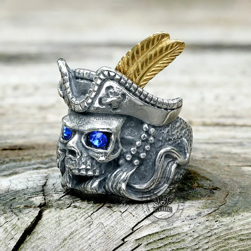 Feather Hat Pirate Stainless Steel Ring