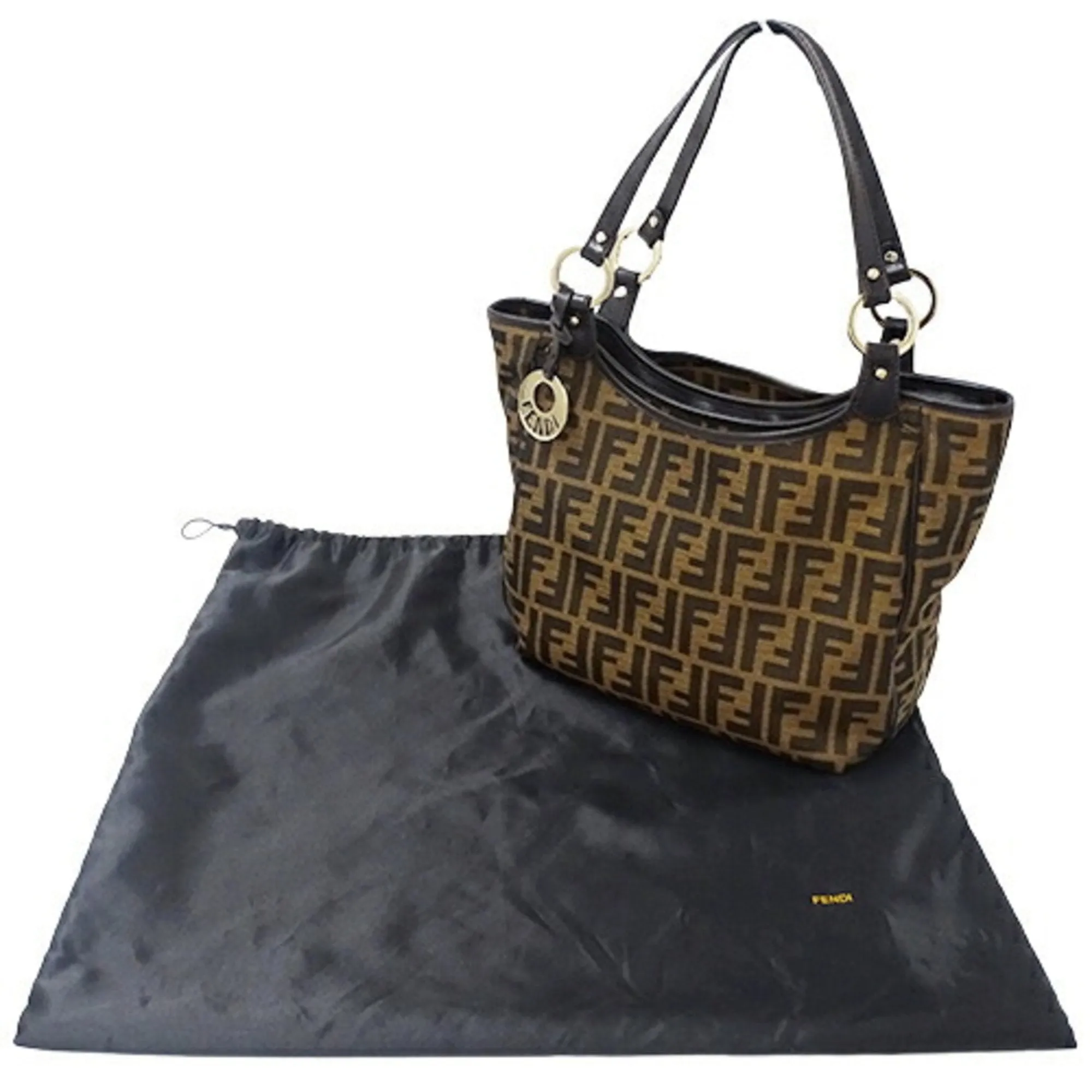 FENDI Bag Ladies Tote Handbag Zucca Canvas Brown