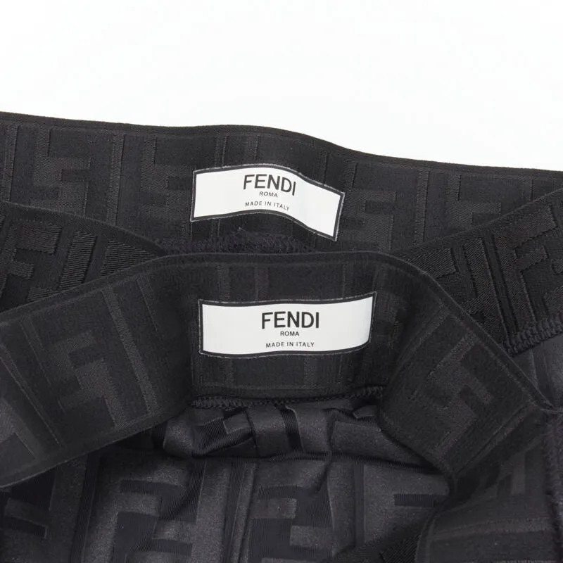 FENDI Forever FF Zucca monogram black bra top legging pant set XS