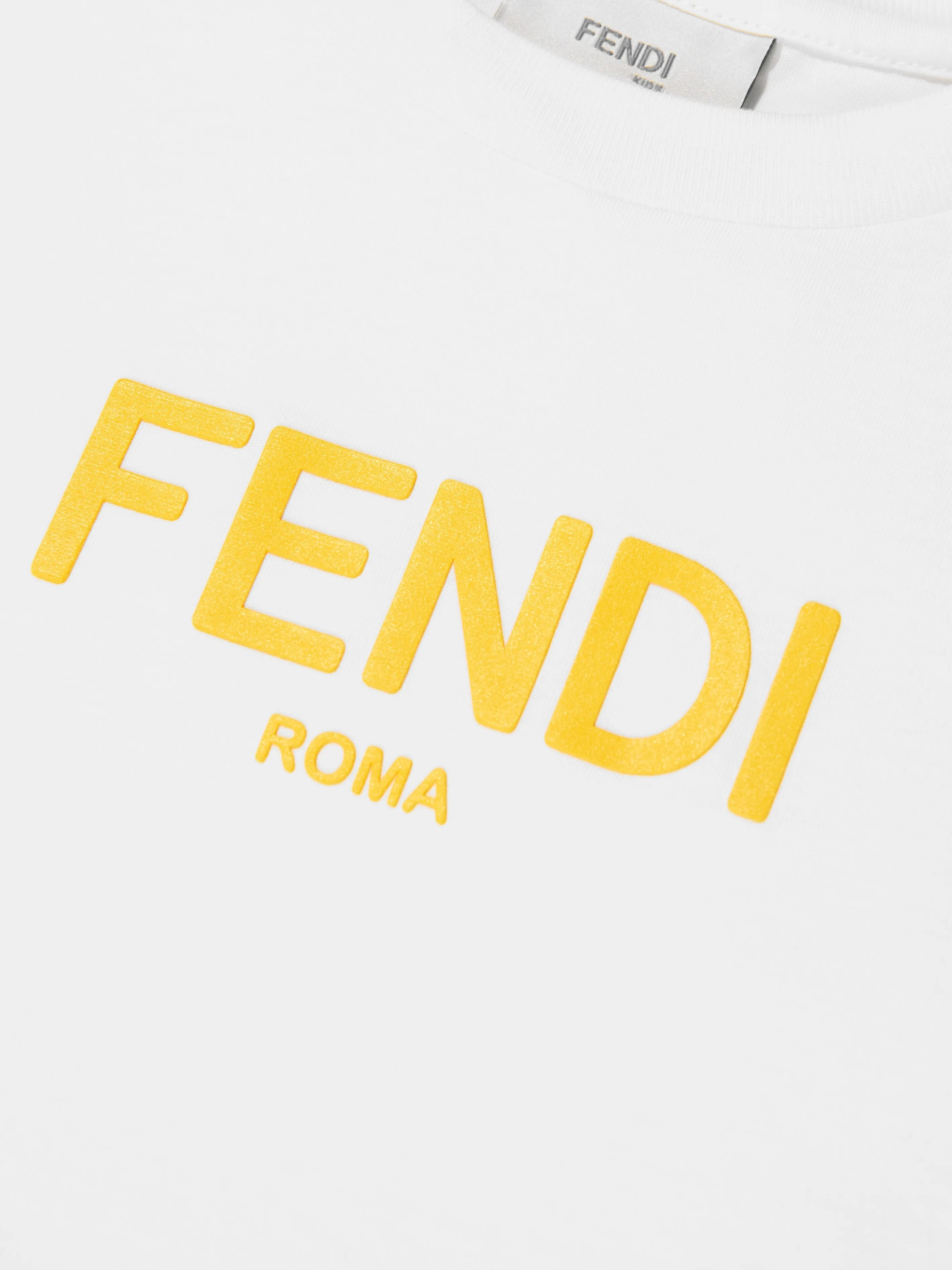 Fendi Kids Logo T-Shirt in White