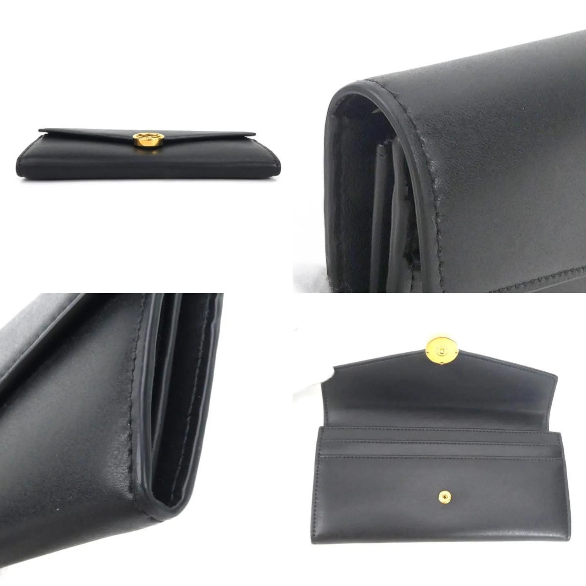 FENDI Long Wallet F's Leather Black Ladies 8M0251・A0KK